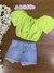 Conjunto Infantil Menina VERDE com Shors Jeans - Infantil