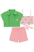 Conjunto / Trijunto Infantil Curto Menina com Top e Camisa XADREZ ROSA - Infantil - comprar online