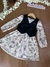 Vestido Infantil Estampa de Laços e Colete Couro Ecológico - Kukie- (Ref. 72254)