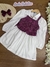 Vestido Infantil Branco em Tricoline e Colete Vinho Malha Tweed Brilho - Kukie -72491
