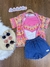 Trio Infantil de Kimono e Top em Malha Fresh e Shorts em Jeans Liz Kukiê 74675