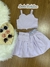 Conjunto Infantil de Cropped Coração Strass e Saia/Short Lilás - Kukie 75730