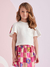 Conjunto Infantil Short/Saia e Blusa Branca Manga Morcego - Momi (Ref. H5673) - Looks Babilice