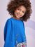 Vestido Infantil Azul Mangas Longas Bolsa 3D- Momi - H4961 na internet
