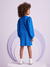 Vestido Infantil Azul Mangas Longas Bolsa 3D- Momi - H4961 - Looks Babilice