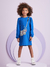 Imagem do Vestido Infantil Azul Mangas Longas Bolsa 3D- Momi - H4961