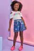 Conjunto Infantil de Blusa em Canelado e Shorts em Jeans Arkansas- Kukie -77970 na internet