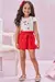 Conjunto Infantil de Blusa Branco em Cotton e Short em Viscose Slub - Kukiê 77982 na internet