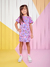 Vestido Infantil ROSA Mangas Curtas Cogumelos BE HAPPY - Momi - Looks Babilice