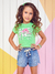 Blusa Infantil VERDE Menina com Bordado BE HAPPY - Momi - comprar online