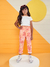 Calça em Sarja Infantil Menina CORAL COM FLORES - Momi - loja online