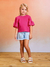 Shorts Jeans Infantil Menina com Desfiados LAVAGEM CLARA - Momi - Looks Babilice