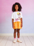 Shorts Infantil Menina em Sarja LARANJA CANDY - Momi - Looks Babilice