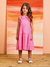 Vestido Infantil de Alças em Chiffon de Póas ROSA - Momi - comprar online