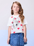 Blusa Infantil Branco Manga Curta Coração Strass -Momi- H5515 - loja online