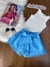 Conjunto Infantil Regata Aplique Strass e Short Laço - MOMI- H5687