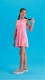 Vestido Juvenil Sem Mangas ROSA NEON - Vanilla Cream - comprar online