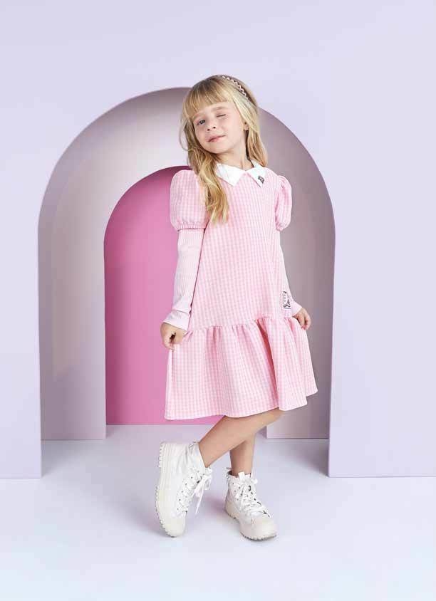 Vestido Momi em Jacquard Xadrez - Pilili Moda Infantil