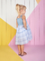 Vestido Infantil de Alças Jeans com Xadrez Azul MARGARIDAS - Momi - loja online