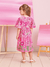 Vestido Infantil ROSA de Mangas Curtas FLORIDO - Momi - loja online