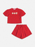 Conjunto Infantil Curto VERMELHO Menina com Shorts FLORES E STRASS - Momi - comprar online