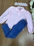 Conjunto Infantil Camisa Rosa Tricoline e Calça em Jeans Bellini .- Kukie -71622