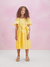 Vestido Infantil AMARELO em Laise Bordado LAÇO - Animê - Looks Babilice