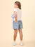 Blusa Infantil com Top Azul Listrado Sobreposto - Animê - N4081 - loja online