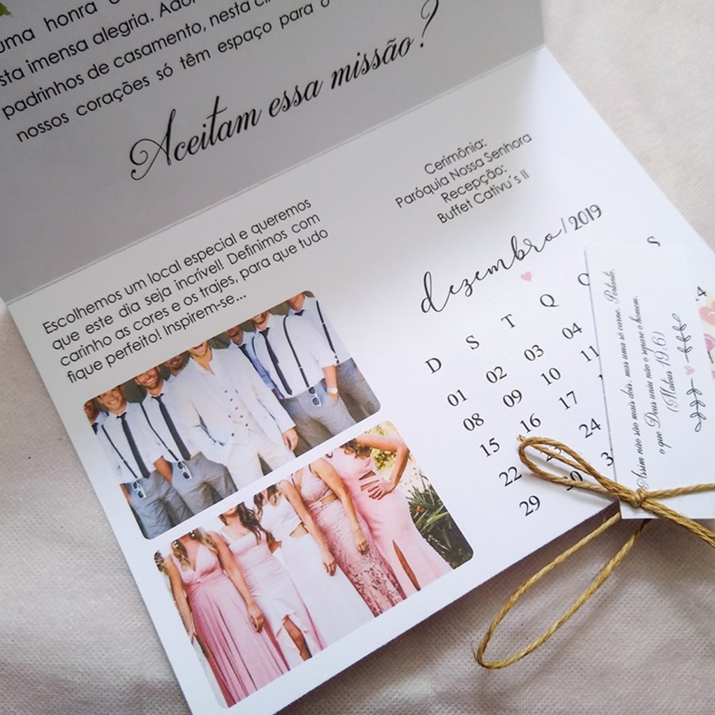 Convite padrinhos de casamento - Oh Personalizados