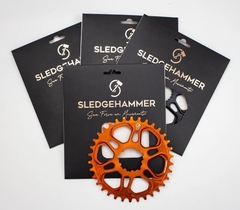 Coroa Bike Padrão Hollowgram / FSA - Alumínio CNC - Laranja - Sledgehammer Embalagem
