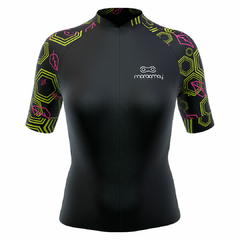 Camisa de Ciclismo Feminina Sport Marcio May Black Geometric Frente