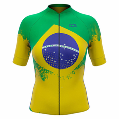 Camisa de Ciclismo Feminina Sport Marcio May Bandeira do Brasil Frente