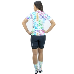 Camisa de Ciclismo Feminina Marcio May Funny Colored Bicycles Foto com Modelo Costas