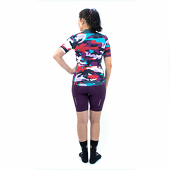 Camisa de Ciclismo Feminina Márcio May Funny Colorfull Camouflaged Costas