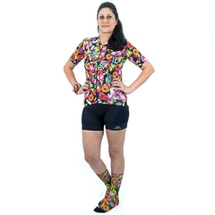 Camisa de Ciclismo Feminina Márcio May Funny Premium Spring Day Foto com Modelo Frente