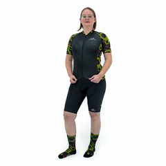 Camisa de Ciclismo Feminina Sport Marcio May Black Geometric Foto com Modelo Frente