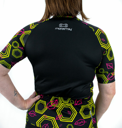 Camisa de Ciclismo Feminina Sport Marcio May Black Geometric Foto com Modelo Costas