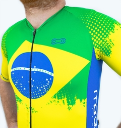 Camisa Ciclismo Masculina Sport Márcio May Bandeira do Brasil Detalhes