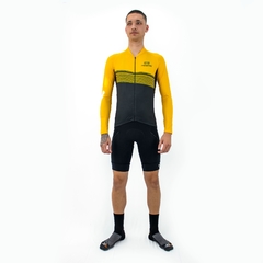 Camisa Ciclismo Sport Márcio May Manga Longa Fast Yellow Foto com Modelo Frente