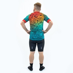 Camisa de Ciclismo Masculina Sport Marcio May Scary Fun Colorful Foto com Modelo Costas
