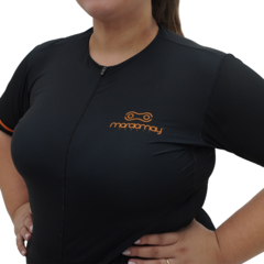 Camisa Ciclismo Marcio May Pro Black And Orange Foto com Modelo Detalhes