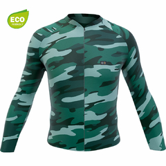 Camisa de Ciclismo Manga Longa Masculina Márcio May Funny Green Camuflaged Frente