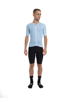 Camisa Ciclismo Márcio May Pro Sky Blue Foto com Modelo Frente