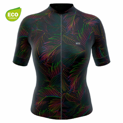 Camisa de Ciclismo Feminina Marcio May Funny Rainbow Leaves Frente