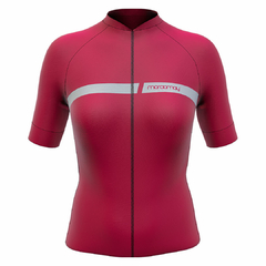 Camisa de Ciclismo Feminina Sport Marcio May Red Bland Line Frente