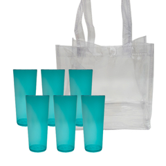 Kit com 5 Bolsas de Praia com 30 Copos Long Drink Azul (SEM GRAVAÇÃO)