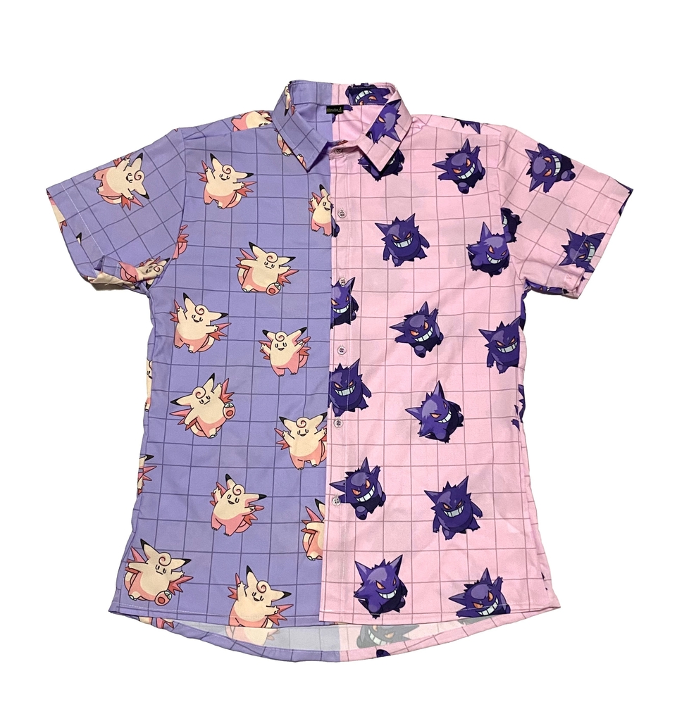 Camisa de botão - pokemon clefable and gengar