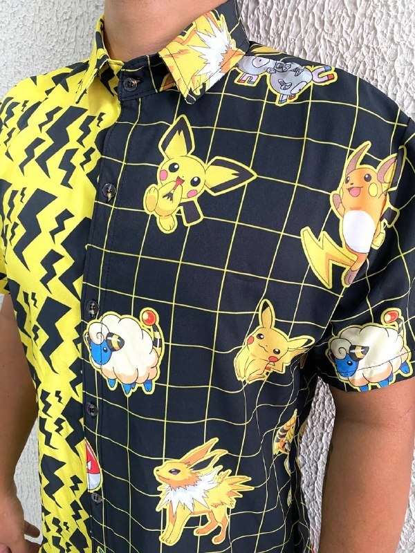 Camisa de botão - Pokemons elétricos tipo agua desenho geek anime gamer nerd