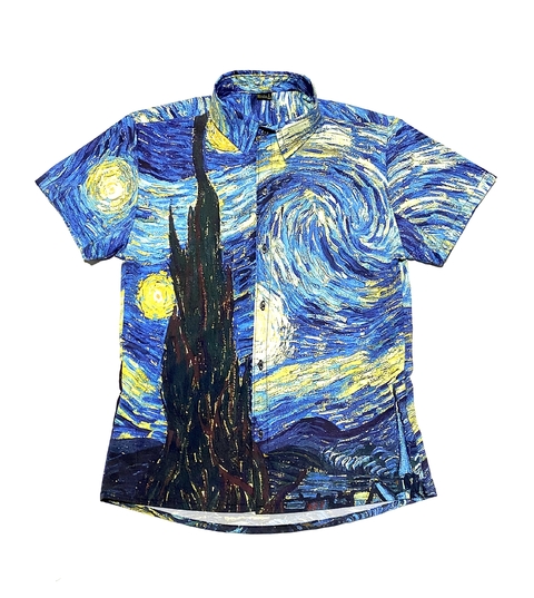 Camisa de Botão - Van Gogh painted Starry Night pattern