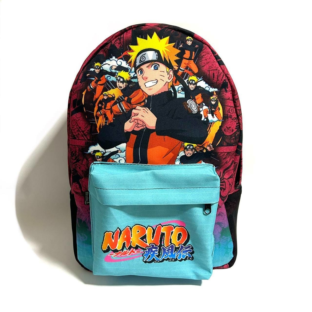 Kit mochila e estojo grande padrão escolar Naruto uzumaki versão clone das  sombras anime desenho geek nerd